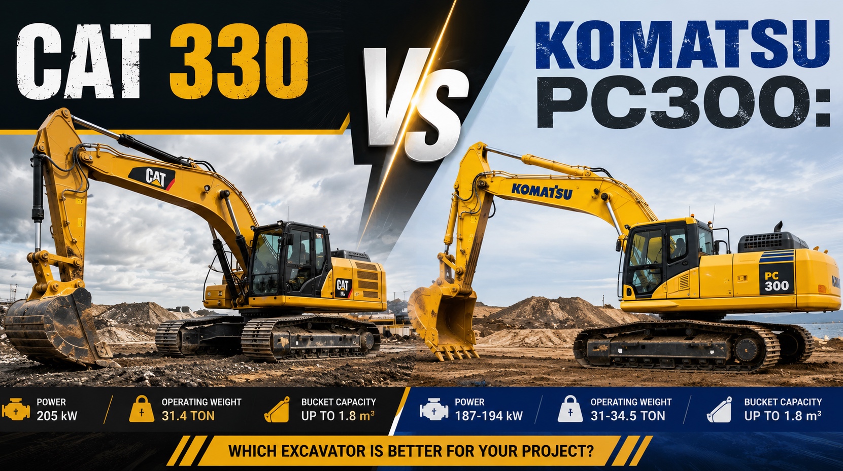 Used CAT 330 vs Komatsu PC300