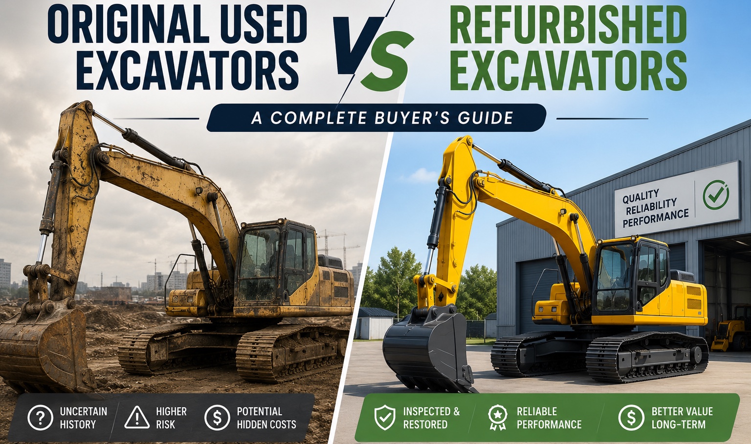 Original Used Excavators vs Refurbished Excavators