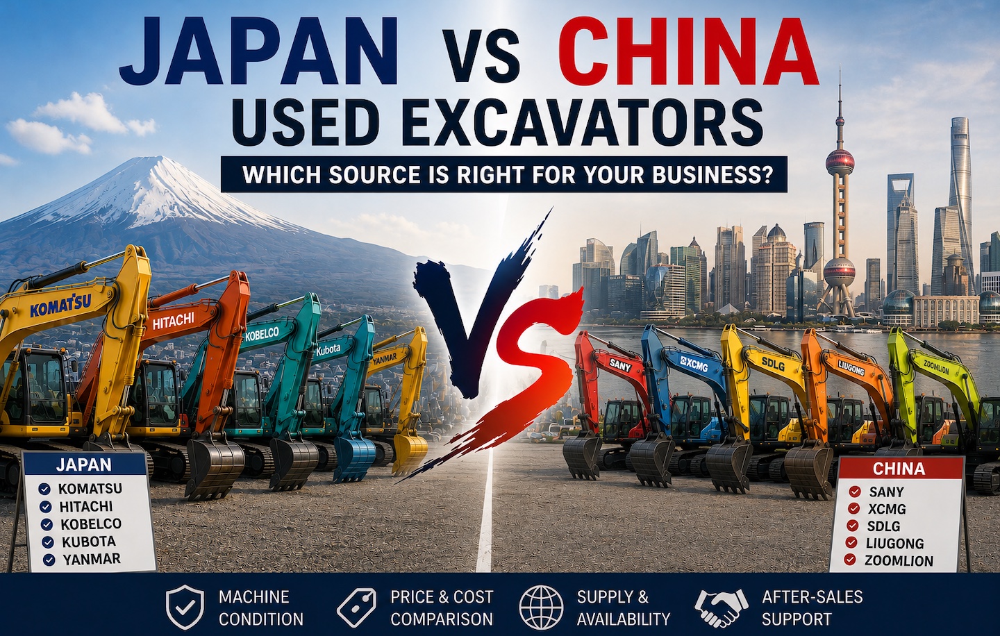Japan Used Excavators vs China Used Excavators