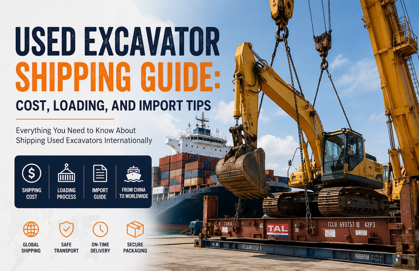 Used excavator shipping